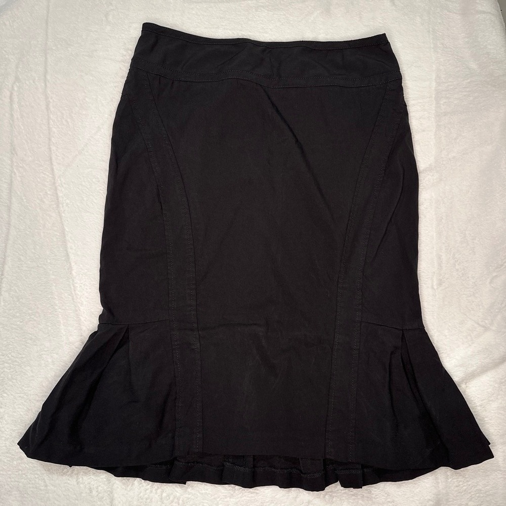 Y2k Whimsigoth Black Mermaid Flounce Hem‎ Skirt Paneled Pleated Midi Medium 9/10